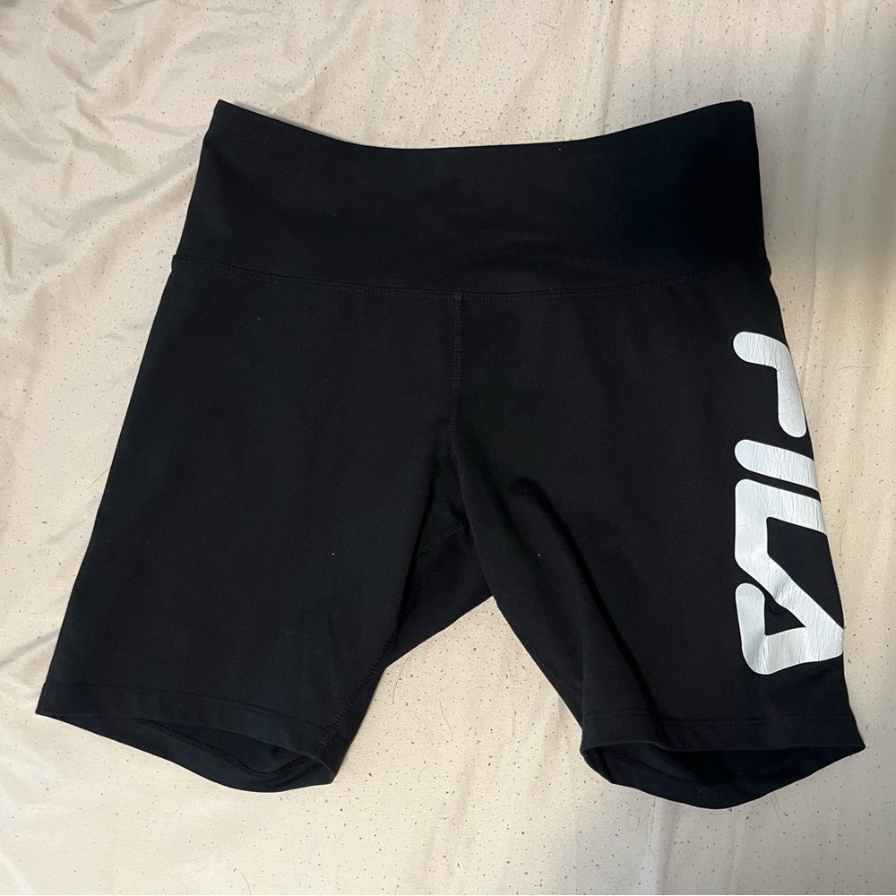 FILA Black High-Waist Logo Bike Shorts